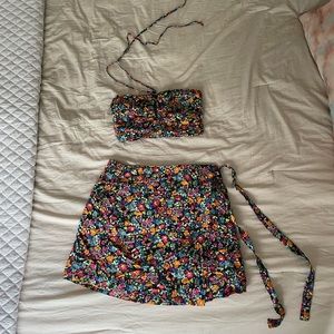 Floral top and skirt matching set
